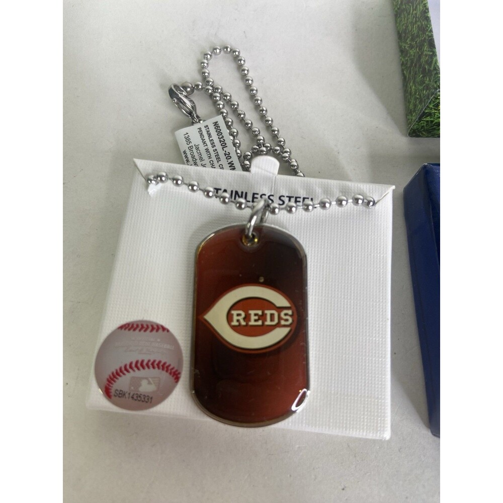 Cincinnati Reds Dog Tag Necklace Stainless Steel MLB Licensed with Gift Box
